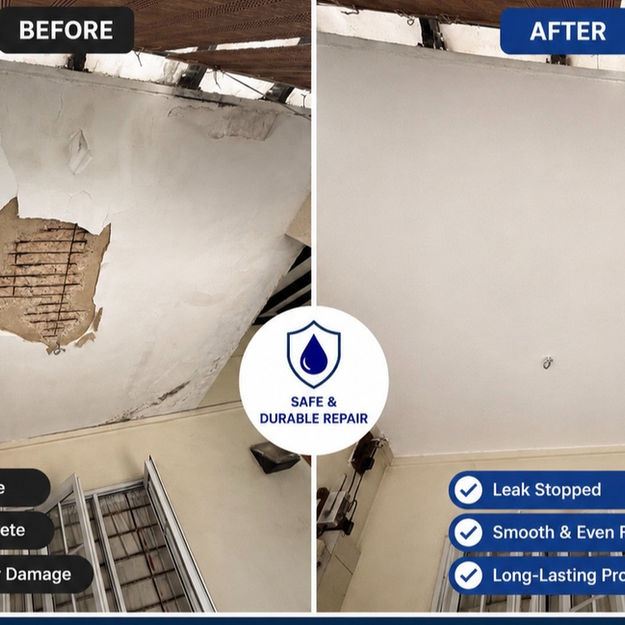 recently completed spalling concrete repair works for a landed property car porch ceiling in Singapore.