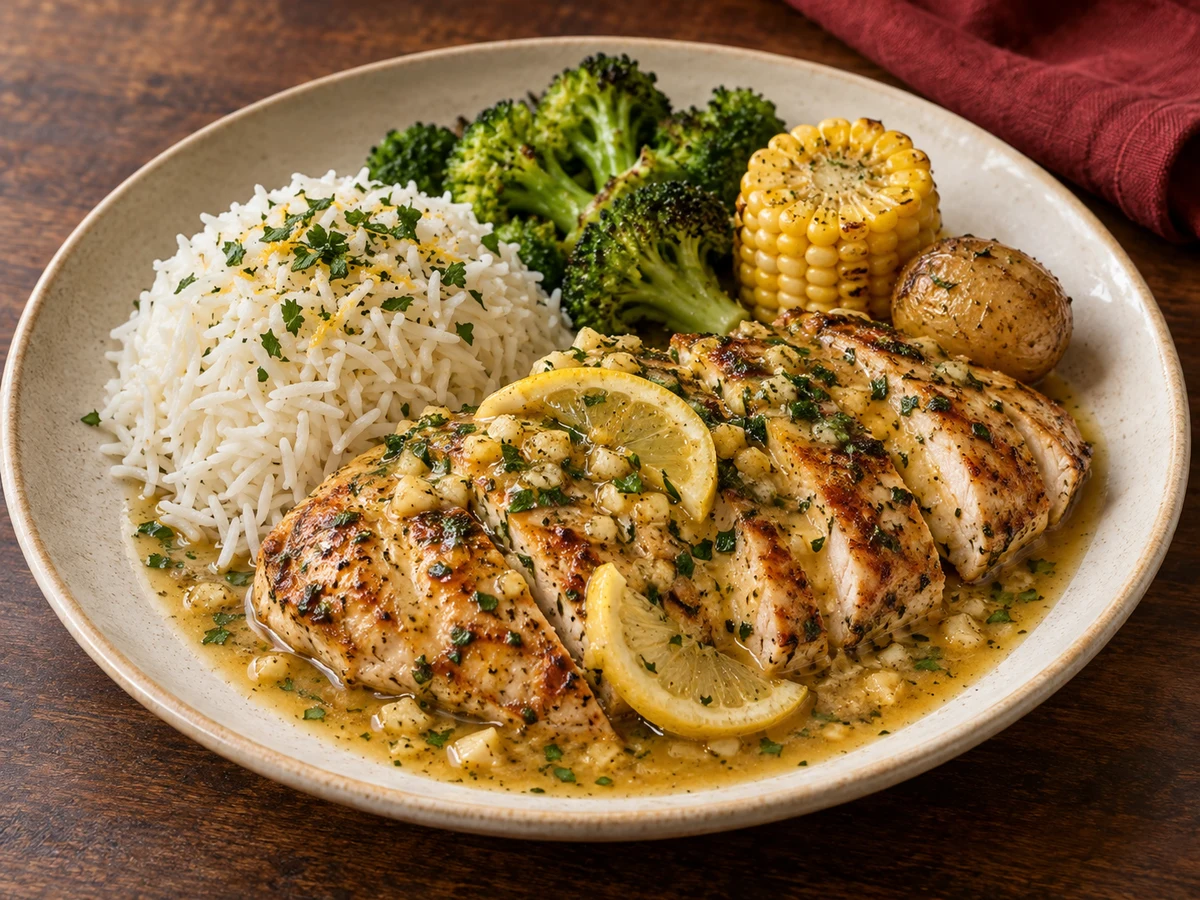 Chicken with garlic & lemon — Illustrative image