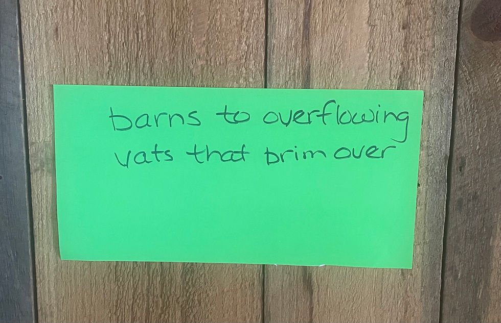 “then your barns will be filled to overflowing, and your vats will brim over with new wine.” Proverbs 3:10 NIV 