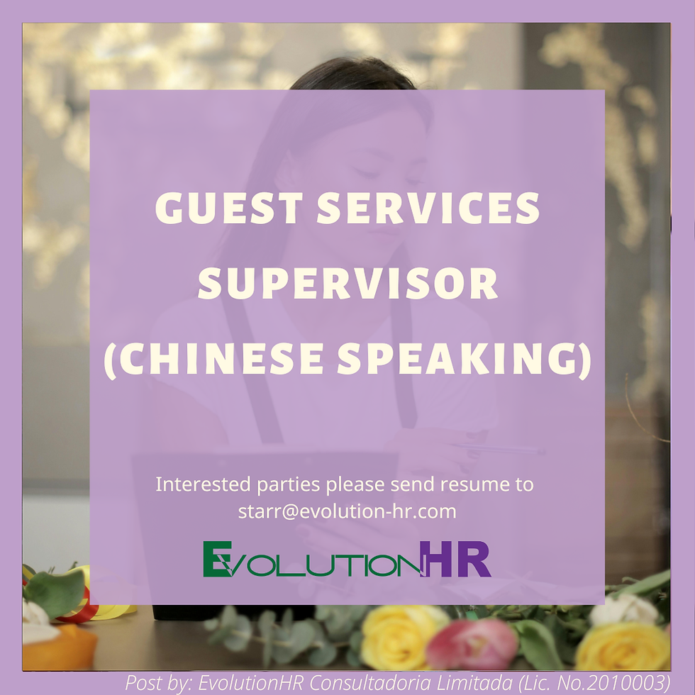Guest Services Supervisor (Chinese speaking)