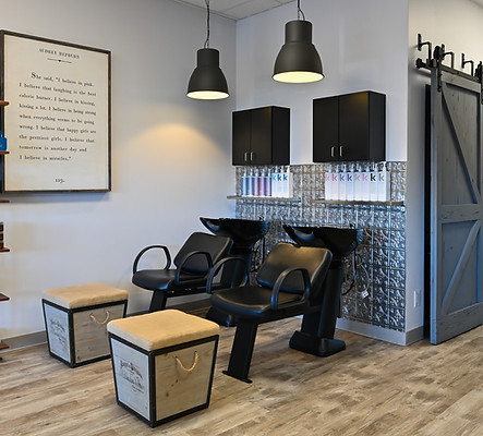 Professional hair salon studio in Alpharetta with clean stations and welcoming atmosphere