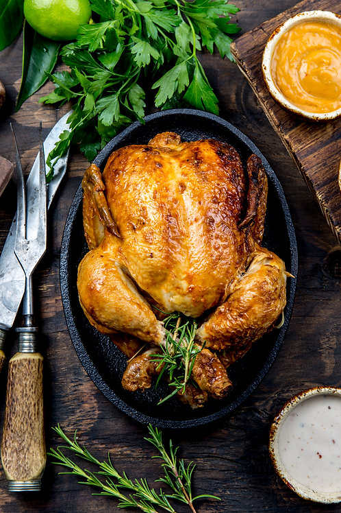 Poulet fermier rôti