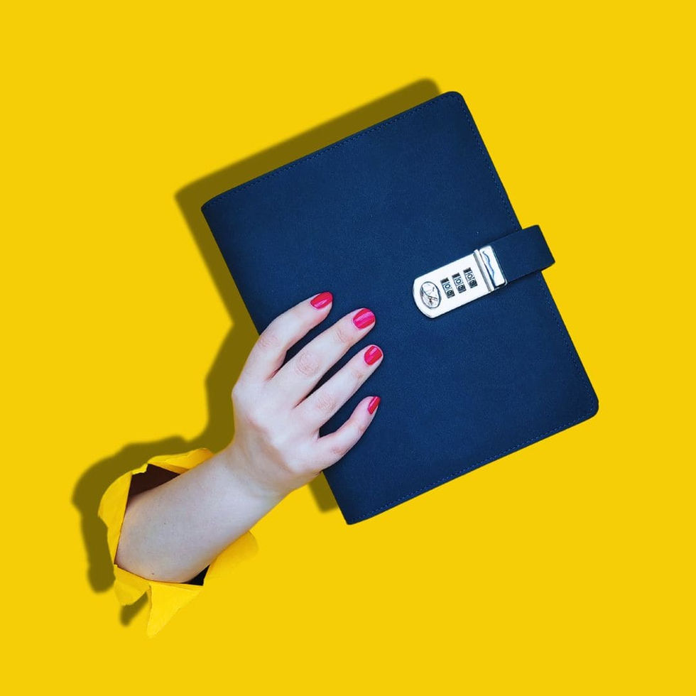 Lockable Black Discovery Journal with combination lock and refillable guided journal pages