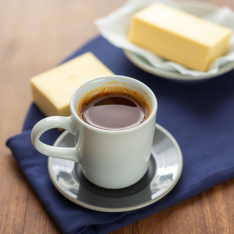 Close-up view of traditional Ethiopian coffee cup with butter on the side