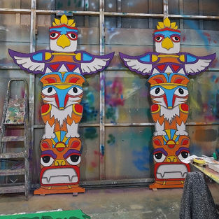 The finished totem poles