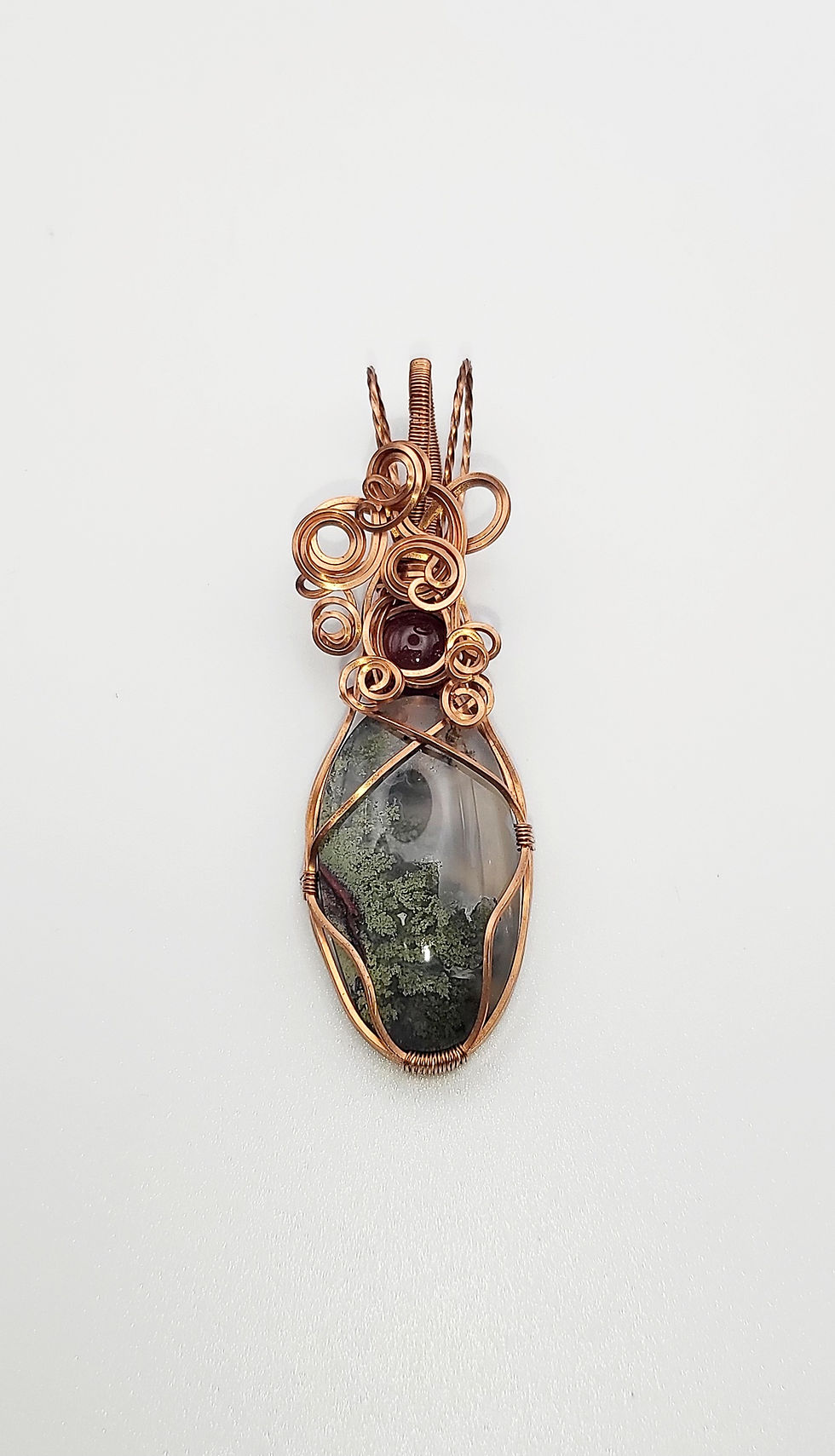 Thumbnail: Hidden Grove - Moss Agate with Carnelian Pendant