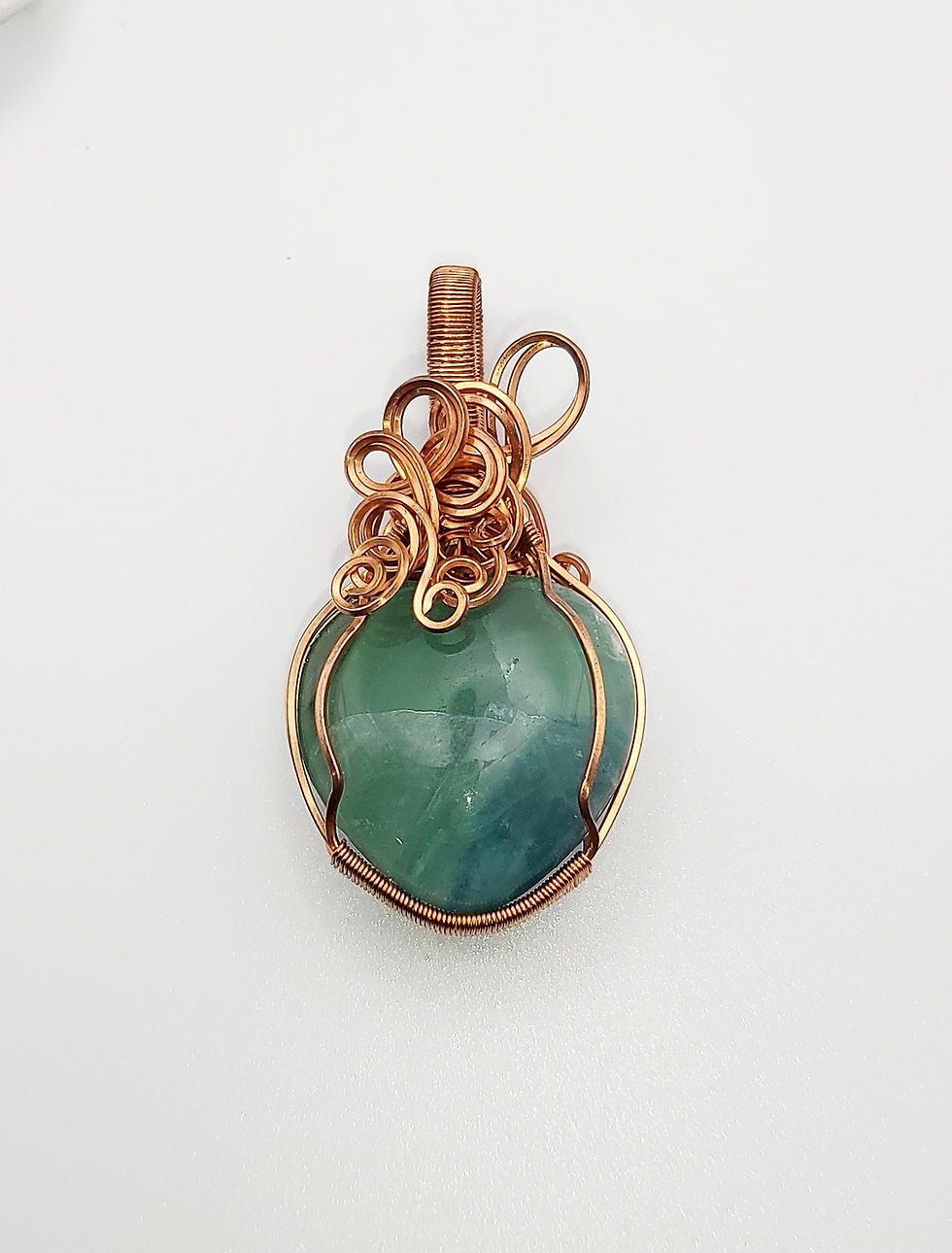 Thumbnail: Green Fluorite Heart Pendant Ocean Mist Heart - Blue/Green Fluorite Heart Pendan