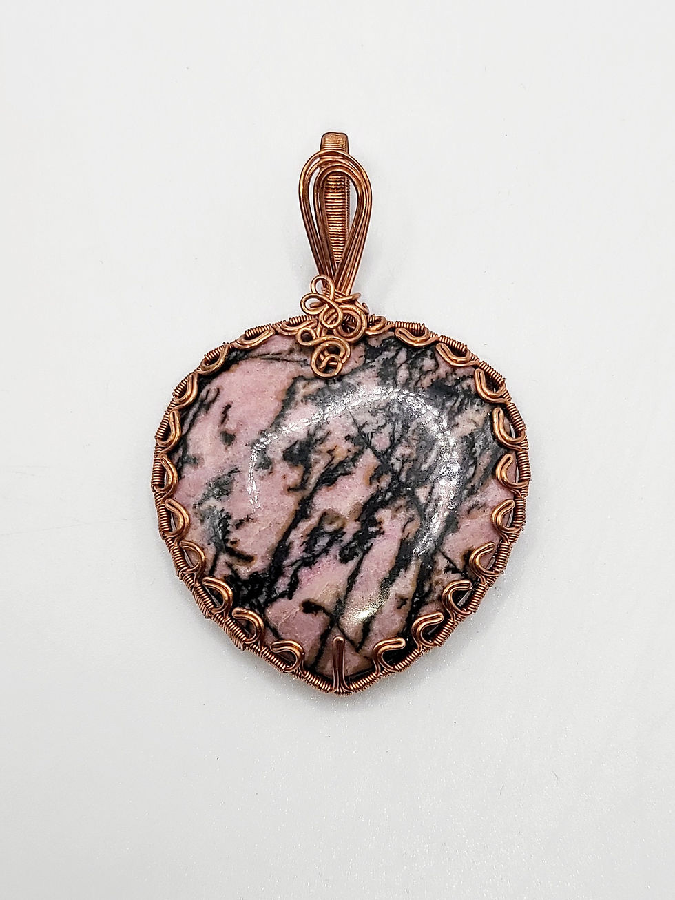 Thumbnail: Grounded Heart - Rhodonite Heart Worrystone Pendant