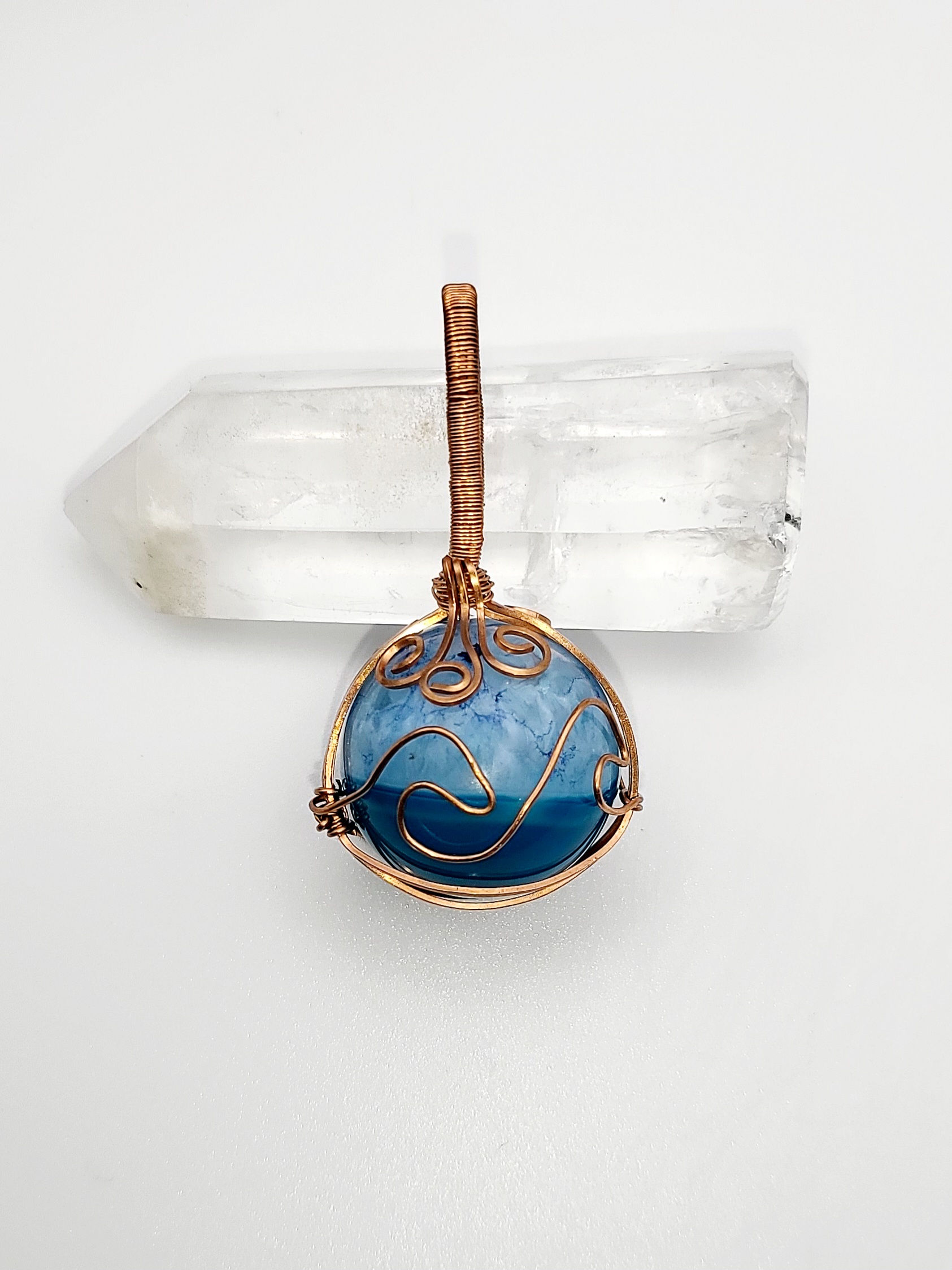 Blue Agate Sphere Pendant 