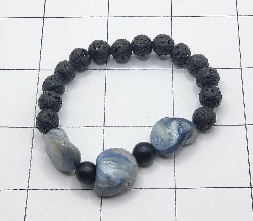 Thumbnail: Tidal Mist - Shell Lava Stone Bracelet