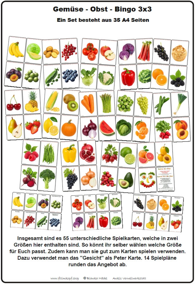 Gemüse Obst Bingo