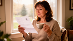 Applicant reading a letter hopefully by a bright window