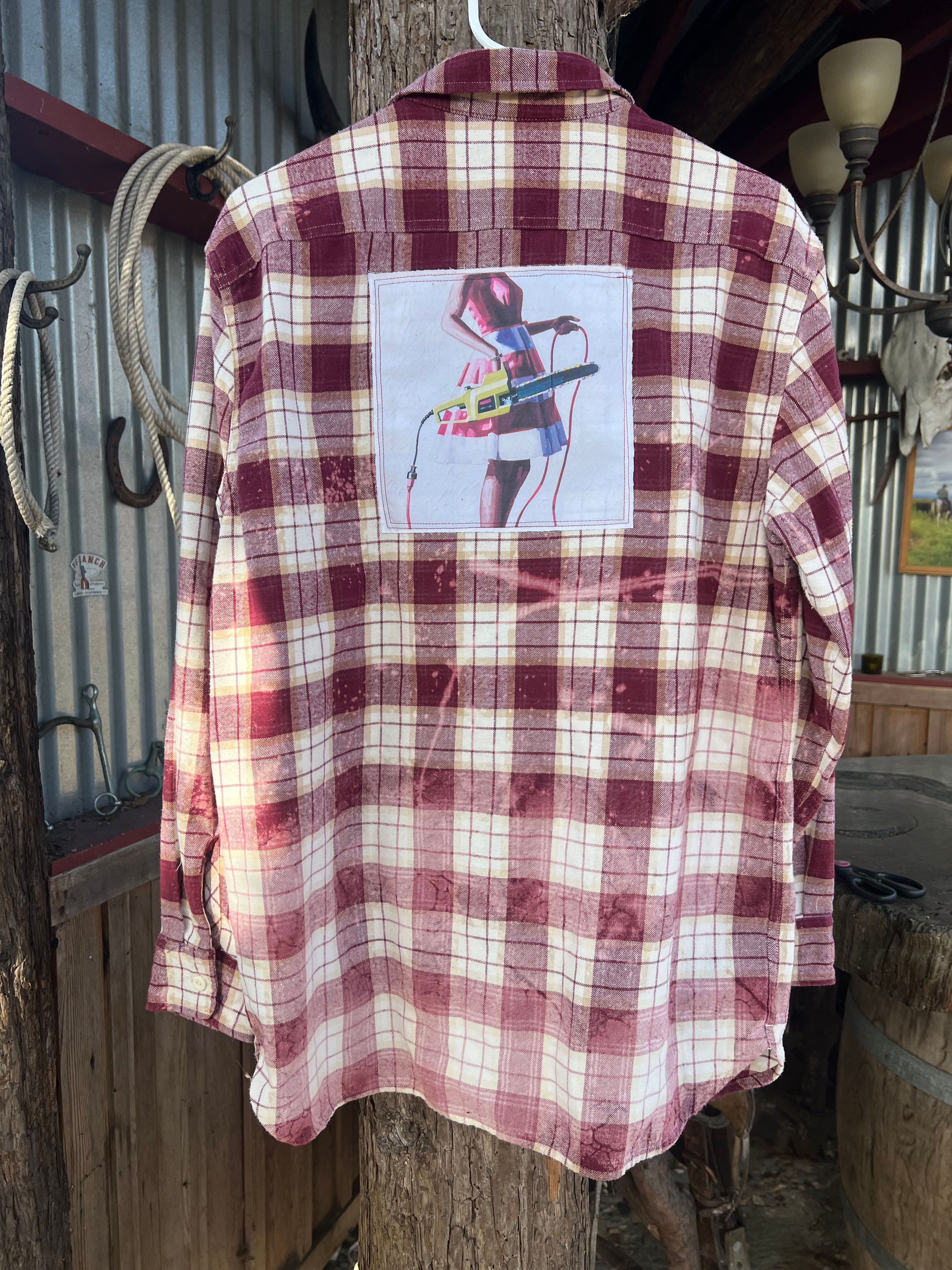 Lady with a Chainsaw wine red