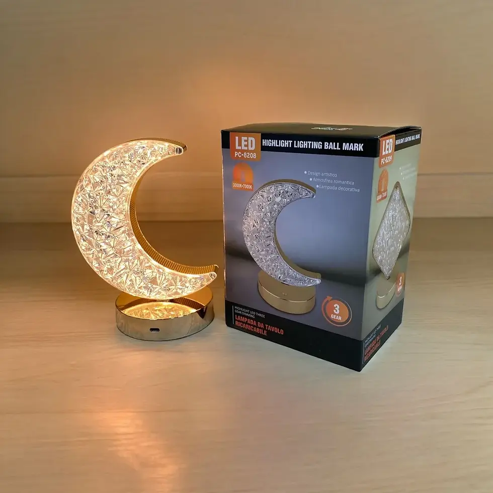 Miniatura: Velador Lampara Led De Mesa Cristal Luna 3 Tonos Recargable