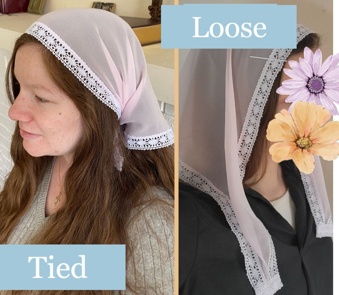 Sheer Pink Triangle Veil (Loose or Tied)