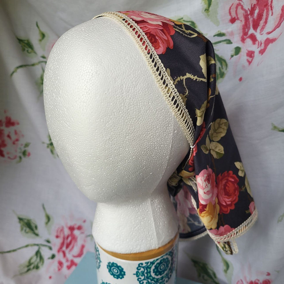 Thumbnail: Kerchief: Painted Rose on Navy