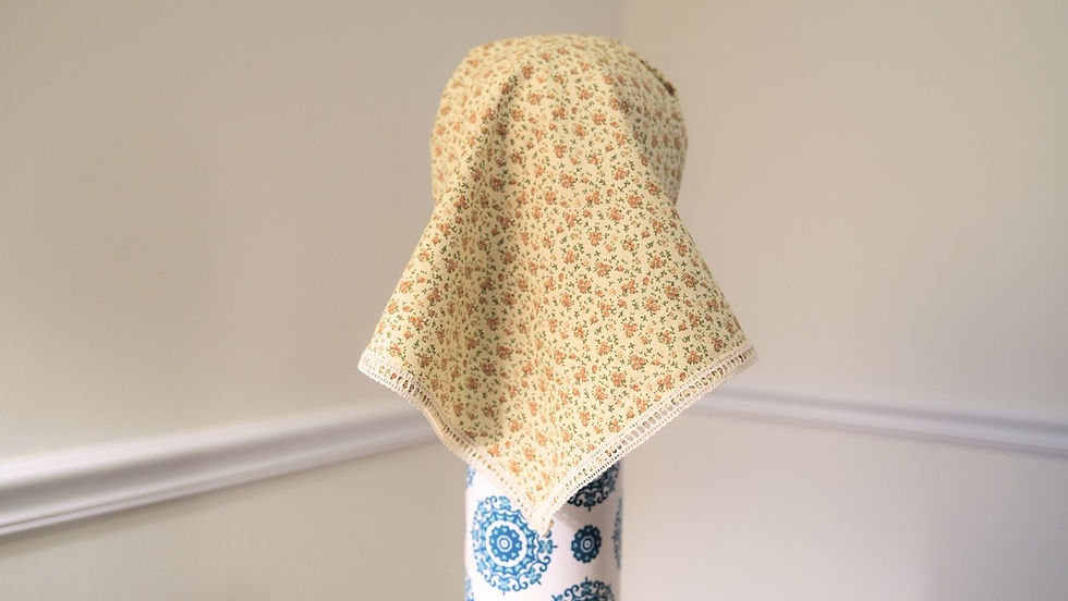 Thumbnail: Orange Rose on Yellow (Lace Trim)- Kerchief for Daily Wear or Church