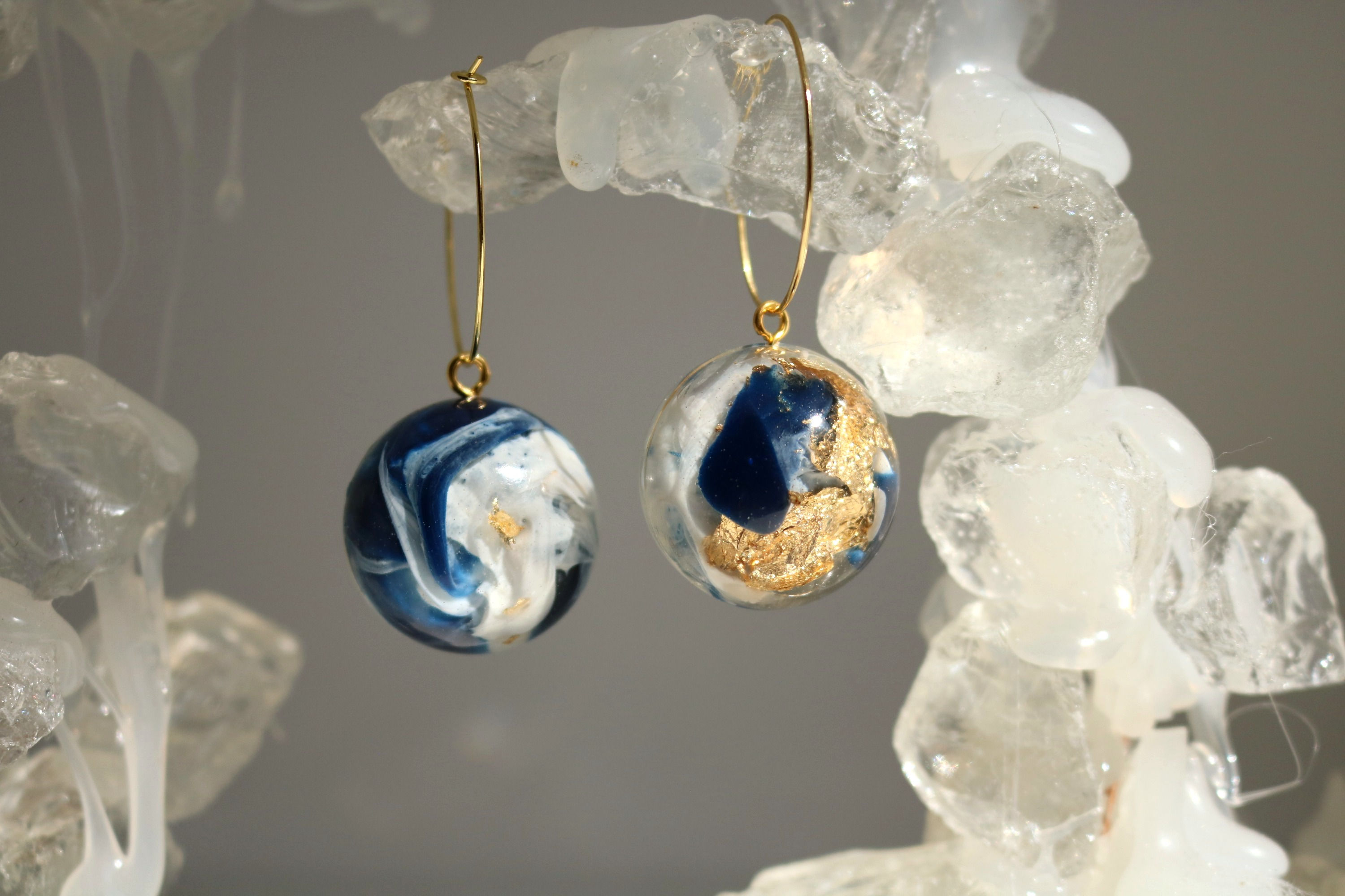 Deep Sea Swirled Orb Dangles