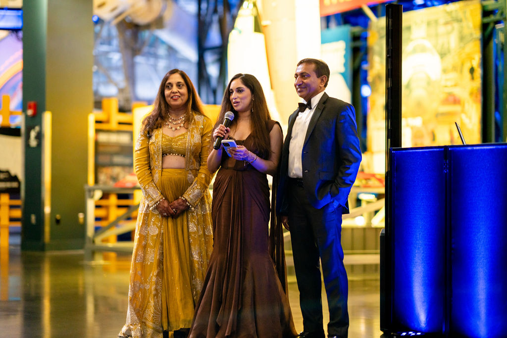 Adult guests speaking at the wedding reception