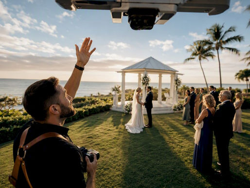 Aerial camera capturing Florida wedding ceremony