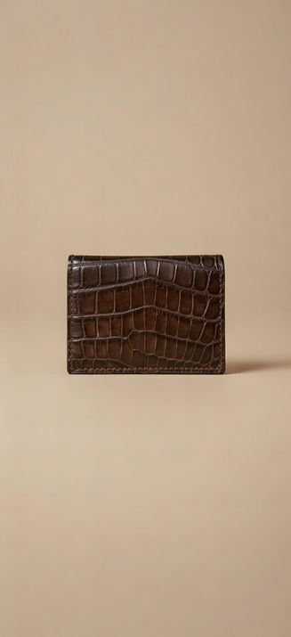 Chocolate Brown Nile Crocodile card fold
