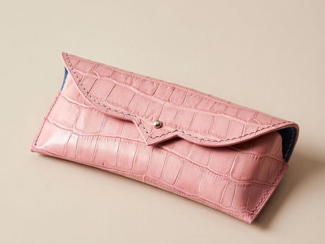 Pink Crocodile glasses case