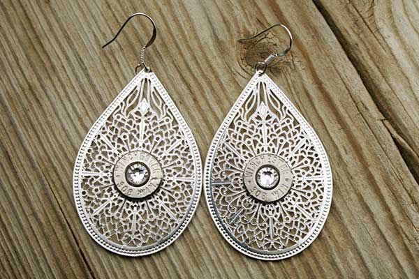 Baby's Breath dangle earrings with bullet casing for Mother's Day jewelry gift under $50