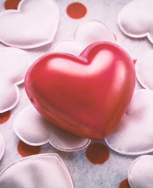 Red love heart on hearts