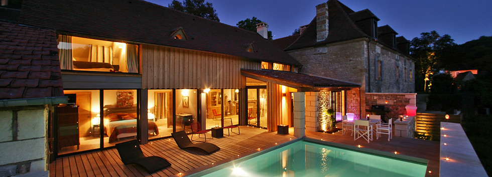 vue de nuit l'ermitage -location vacances perigord noir