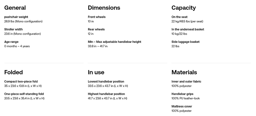 Bugaboo Donkey 5 Mono specifications