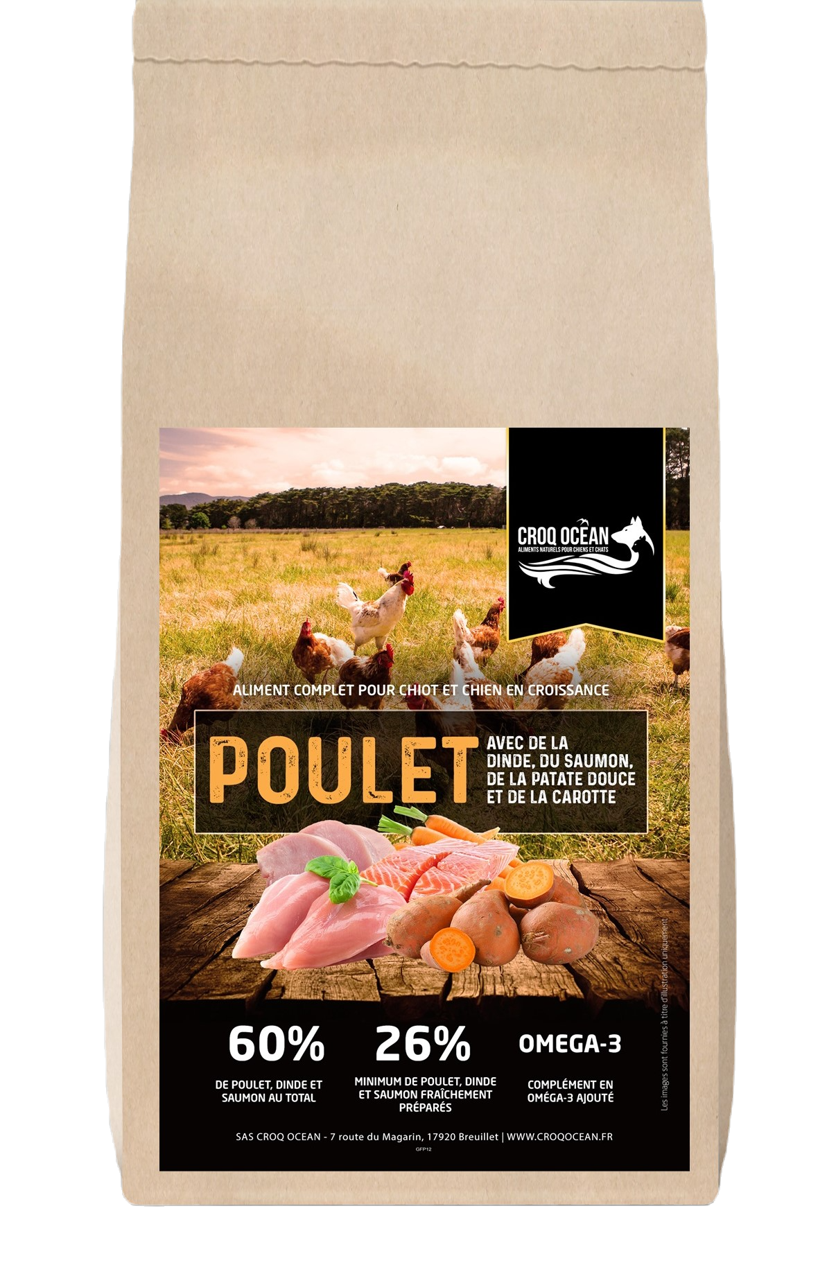 Croquettes Croq Ocean Chiot Nutri PLUS Poulet Dinde Saumon