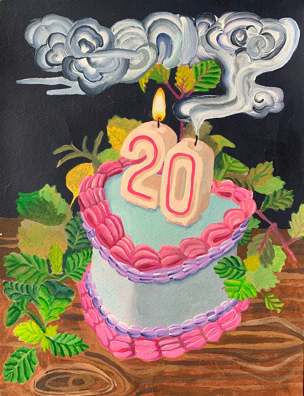 Acrylic & Gouache 20th Birthday Cake Painting
