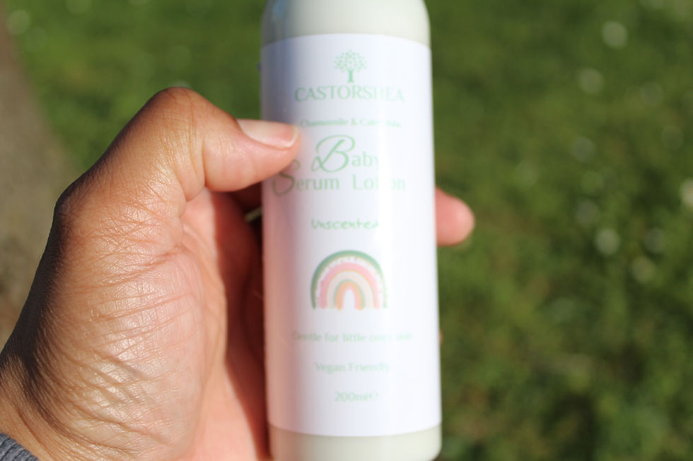 Thumbnail: A picture of a hand holding lavender baby lotion 