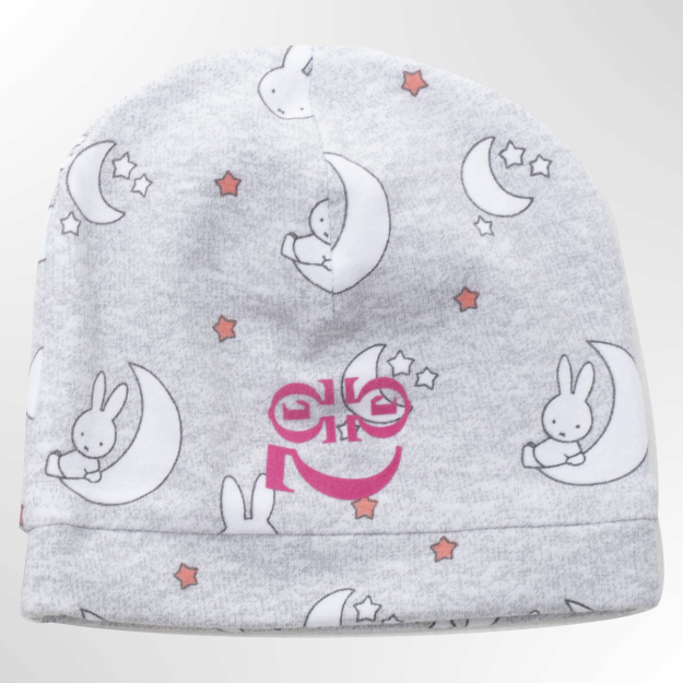 Newborn Emf Shielded Baby Beanie (moon bunny) Grey