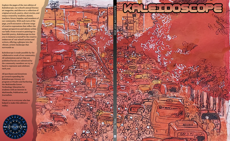 A hand drawn scene of a street in Vietnam, during 'morning rush hour."
