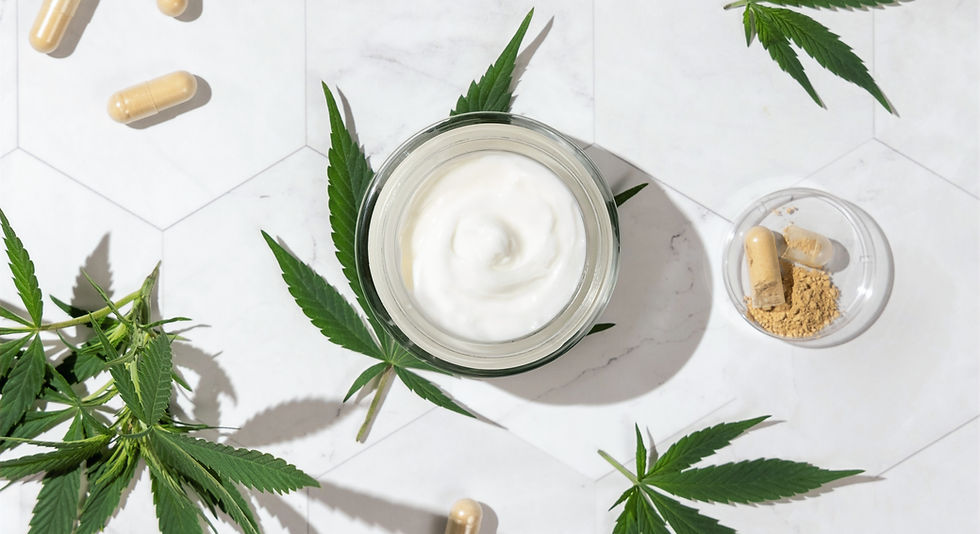 Cream jar and capsules with hemp protein
