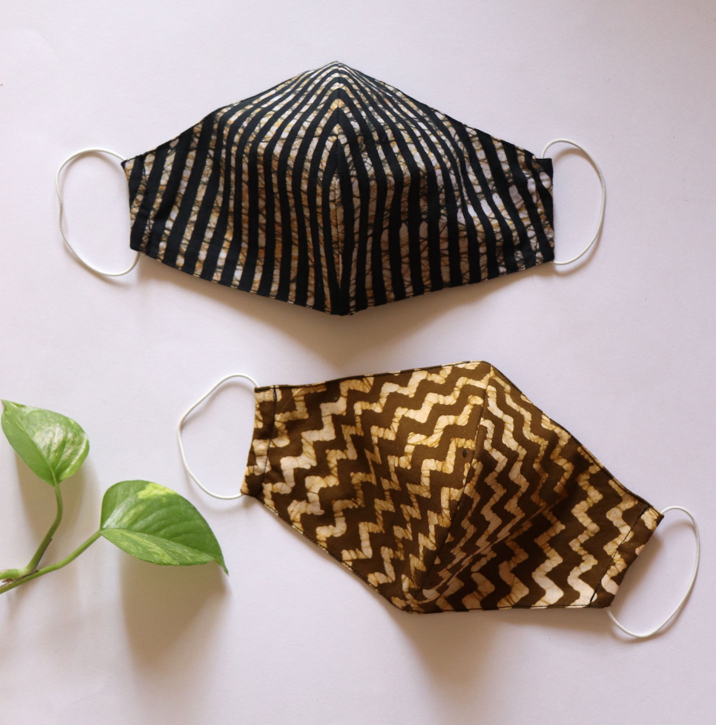 3 Layered Fabric Face Masks- Set of 2 (Elasticated)