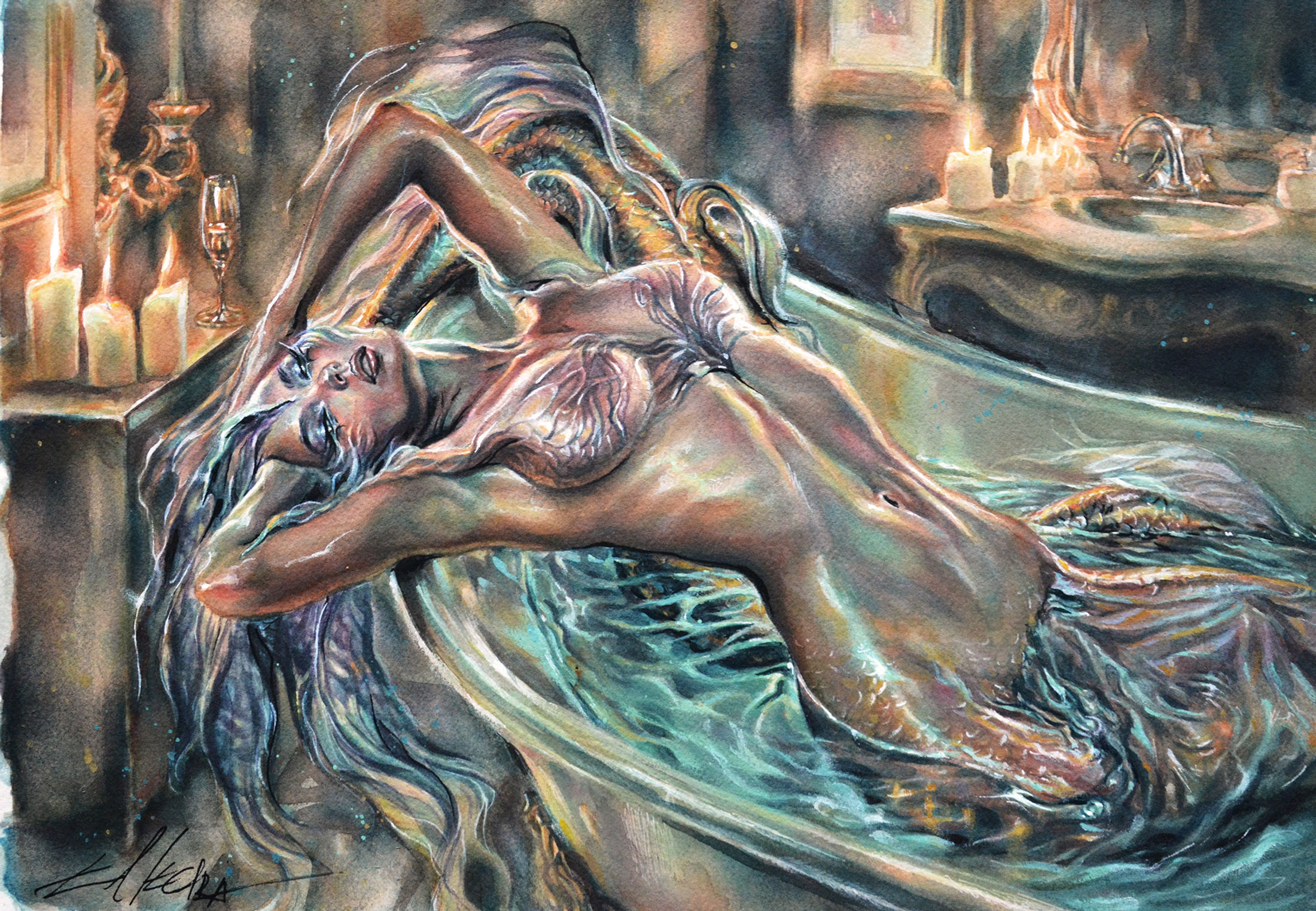 16''x 12'' ORIGINAL WATERCOLOR ARTWORK BY ELLECTRA - MORPHING