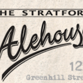 The Stratford Alehouse logo with address details on Greenhill Street 12B.