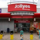 Jollyes pet store, Gloucester's best value, The Pet People sign, dog friendly Gloucester.