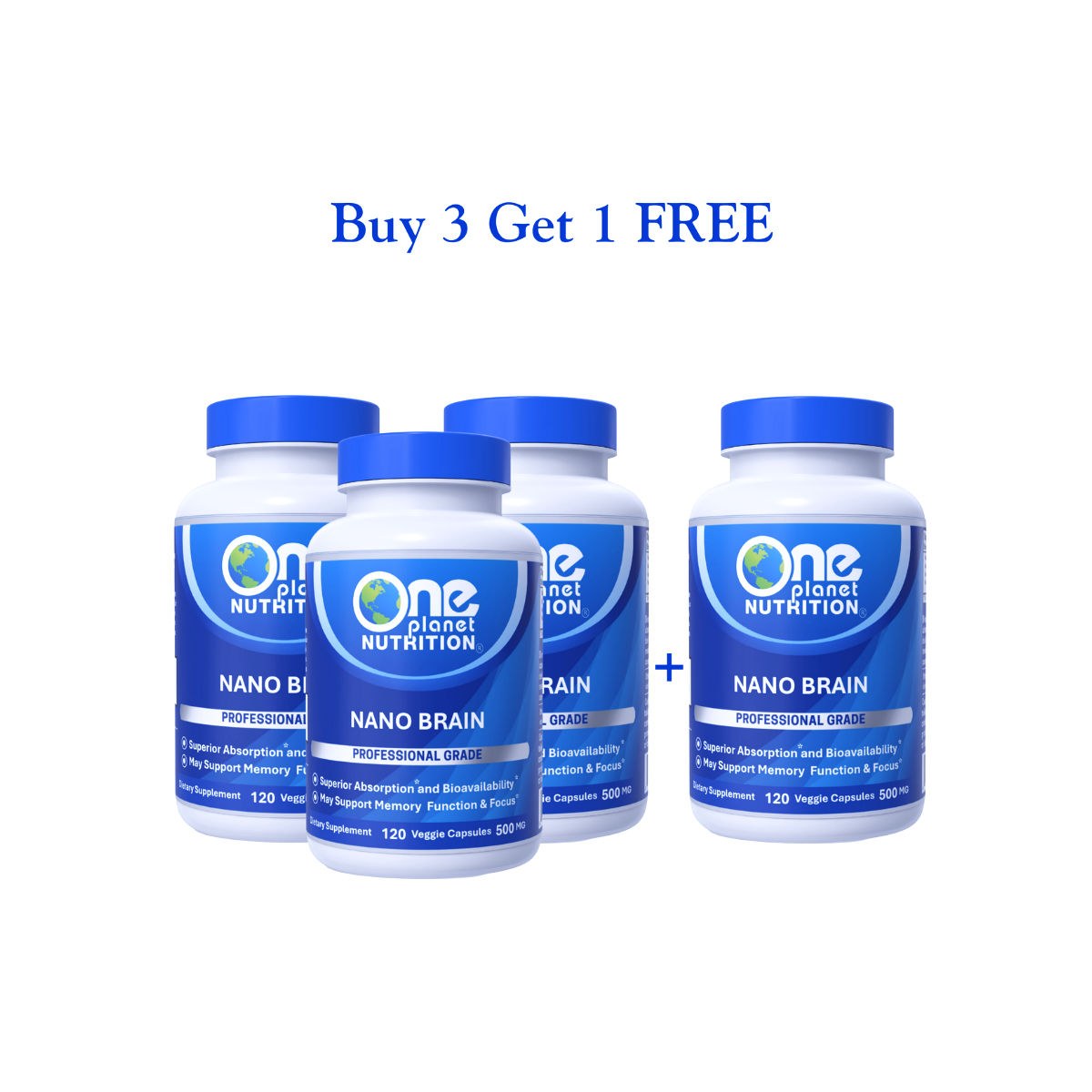 Nano Brain 500 mg 120 ct- Buy 3 Get 1 Free