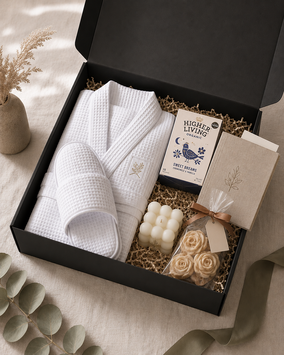 corporate hamper collection. The full reset. Robe on, world off.