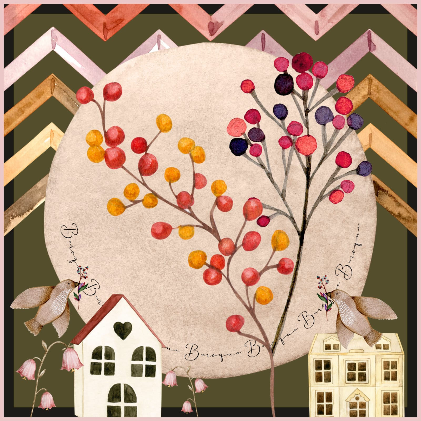 Baroque - Hearts & Houses - 65cm Linen