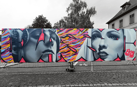 Création crée lors du Graffitipolis de Mulhouse, réalisation complète à la bombe aérosol