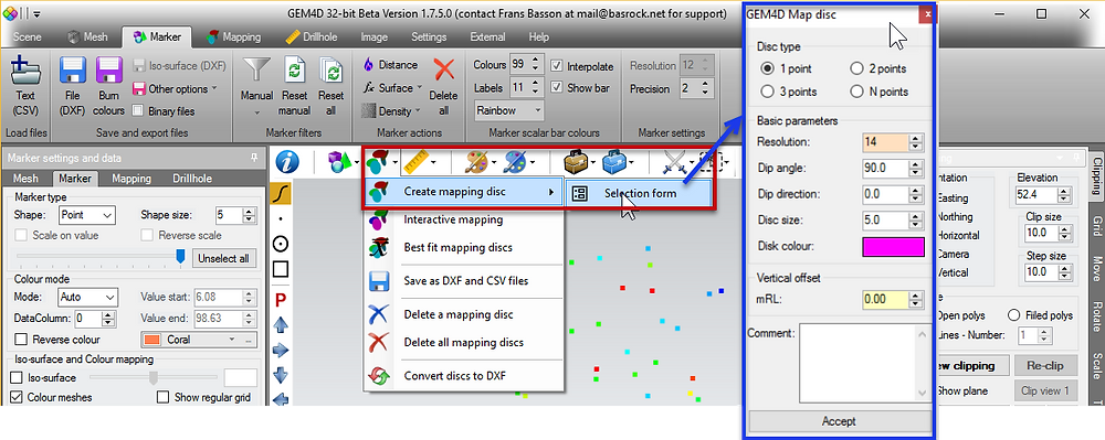 Create map discs by mouse picking on objects