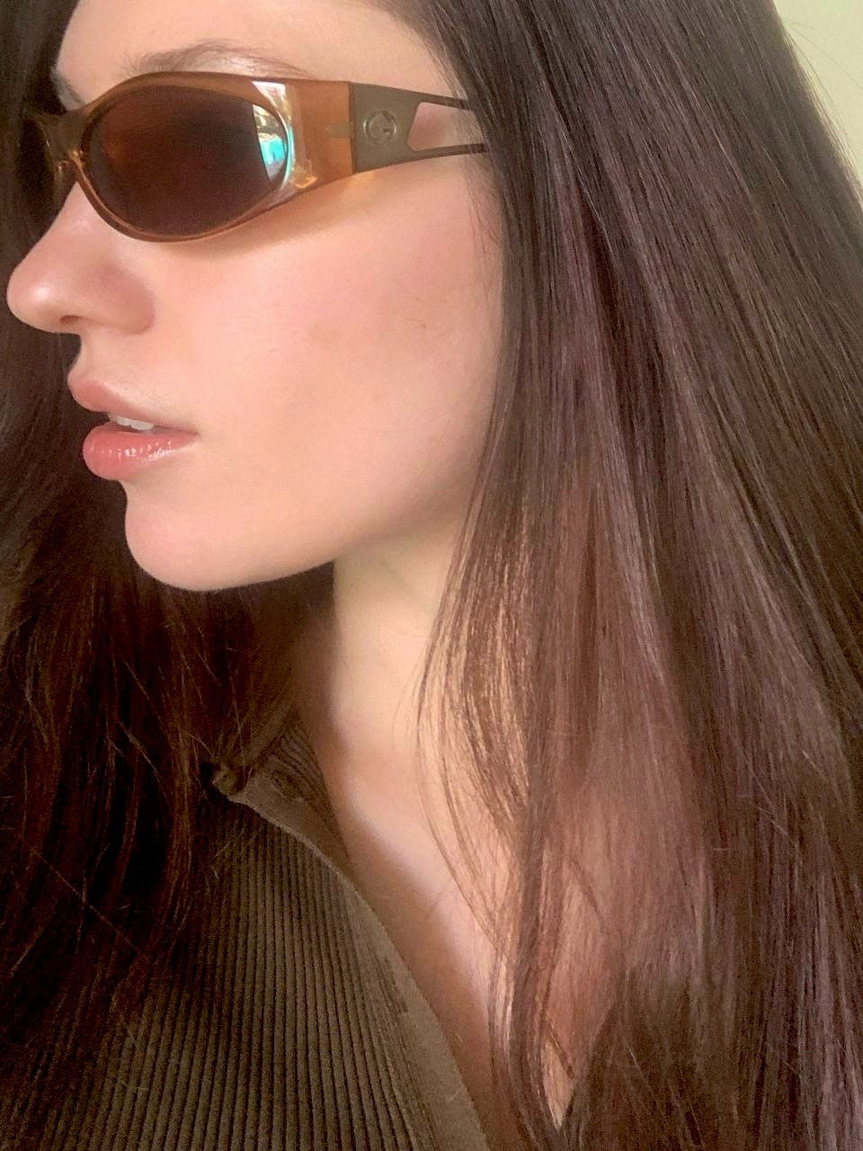 Thumbnail: Gucci 00s green sunglasses with brown lenses