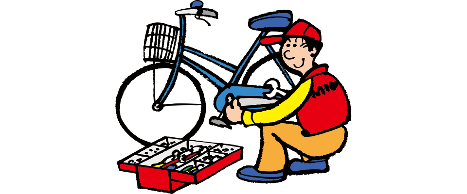 自転車修理のイラスト