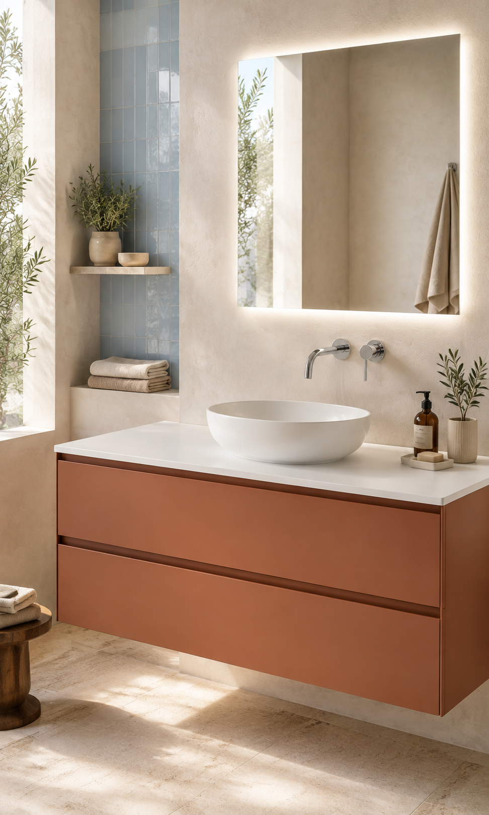 Miniatura: Encimera de baño Luma en Solid Surface blanco – De 60 a 140 cm