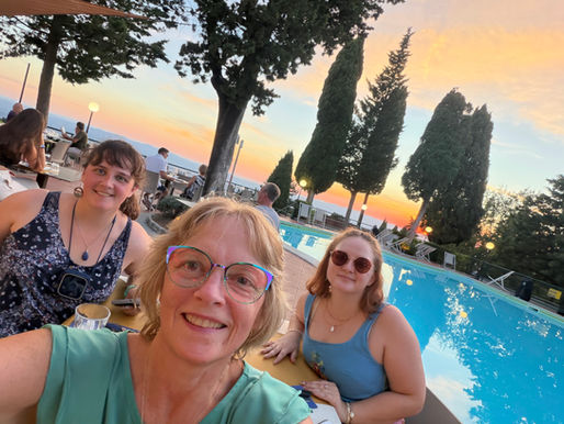 Sue Wilson with family in Italy.