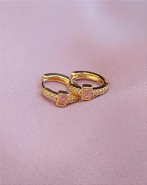 Brinco Argola Quadra Rosa